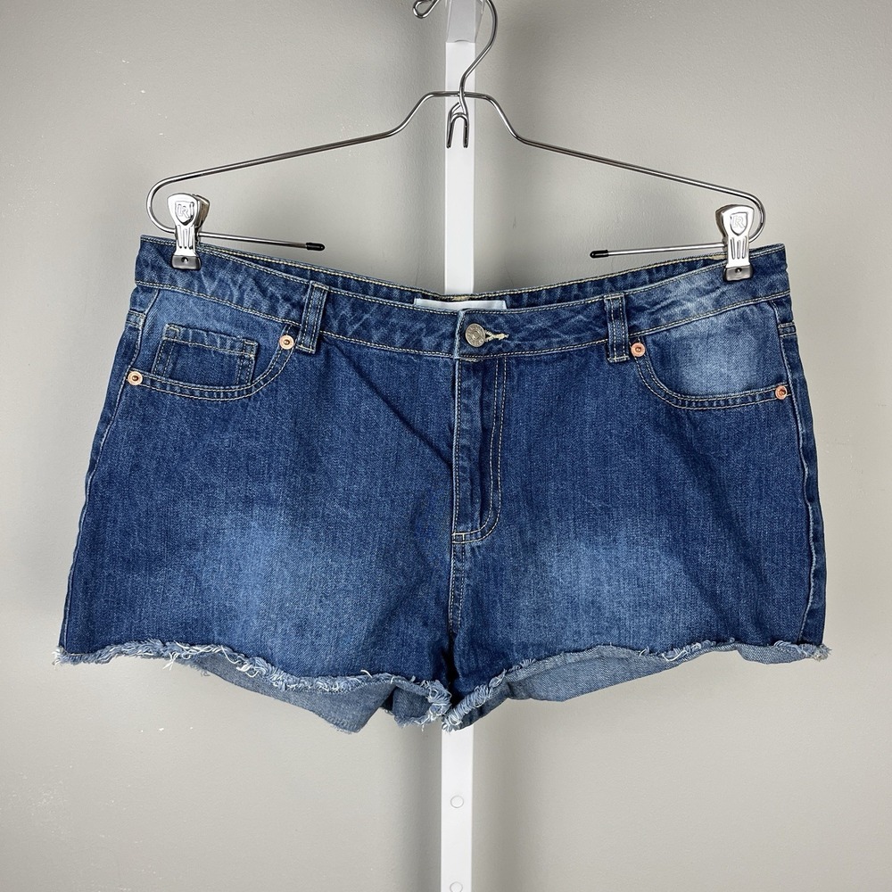 Zara Denim Cutoff Jean Shorts Womens‎ Size 16 Blue 100% Cotton